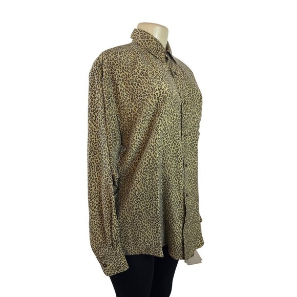 Vintage Anne Pinkerton Women’s Leopard Print Button-Up Shirt Size M - New - Picture 2 of 9